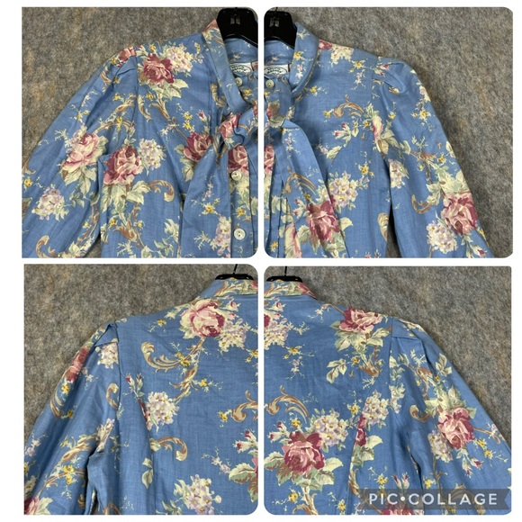 Laura Ashley Cottagecore Romantic Feminine Prairie Floral Cotton Wool Dress Sz 8 - Picture 7 of 16